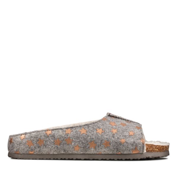 Clarks Womens Fireside Lux Slippers Grey | CA-5491207